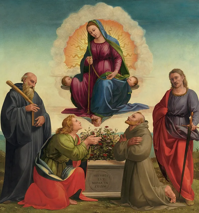 Madonna Delle Cintola With Saints Benedict Thomas Francis And Julian Wall Art by Francesco Granacci - High-Resolution Digital Print