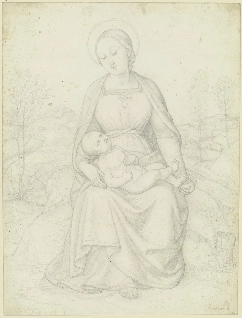 Madonna Mit Dem Kinde Auf Dem Schos Wall Art by Eduard von Steinle - High-Resolution Digital Print