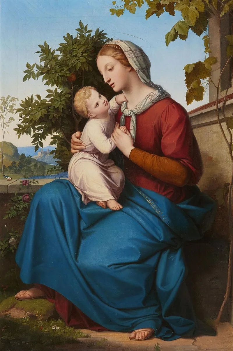 Madonna Mit Kind Im Rosengarten Wall Art by Ernst Deger - High-Resolution Digital Print