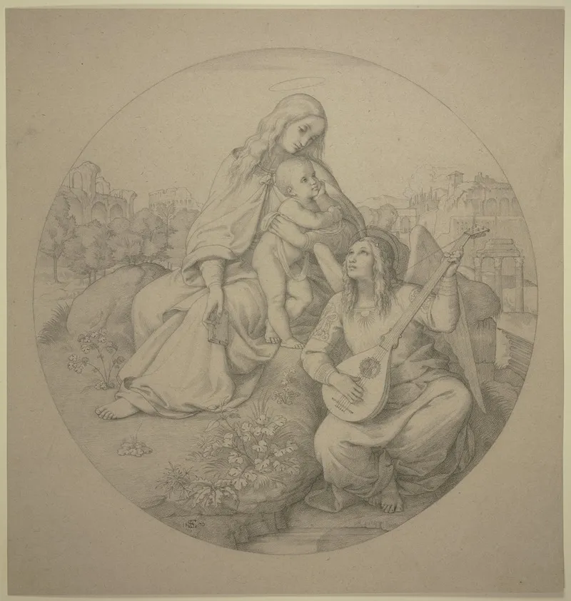 Madonna Mit Musizierendem Engel Madonna Del Campidoglio Wall Art by Eduard von Steinle - High-Resolution Digital Print