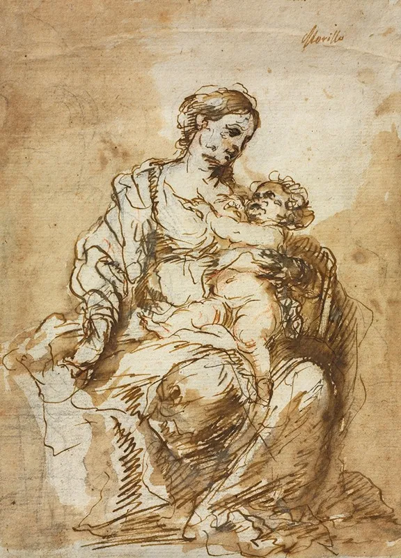 Madonna Nursing The Christ Child Wall Art by Bartolomé Estebán Murillo - High-Resolution Digital Print