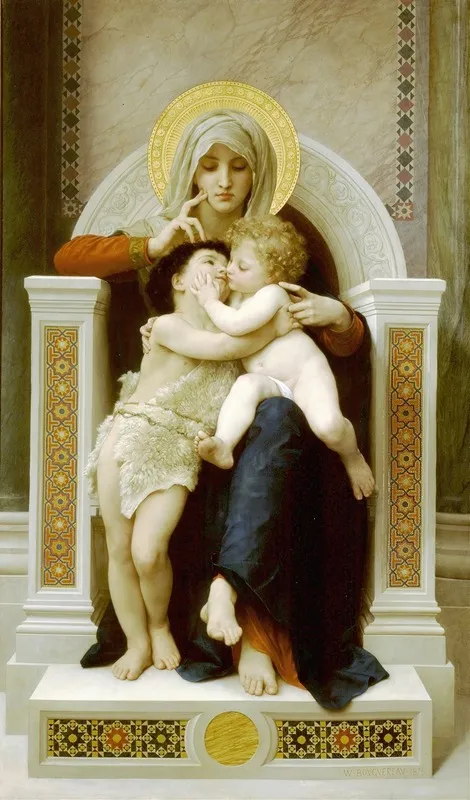 Madonna With Child And John The Baptist Wall Art by William Bouguereau - High-Resolution Digital Print