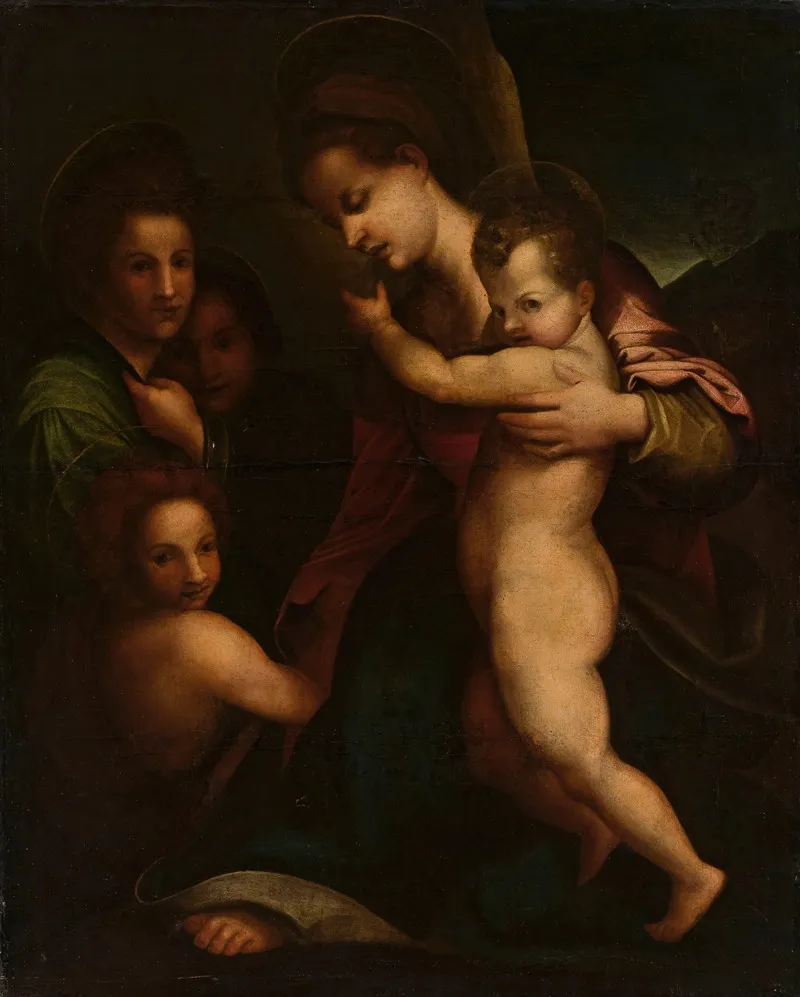 Madonna With Child Jesus And St John Wall Art by Andrea del Sarto - High-Resolution Digital Print