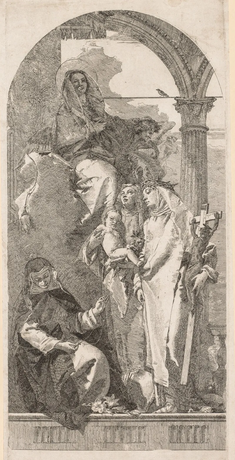 Madonna With Saints Agnes Catherine And Rosa Wall Art by Giovanni Domenico Tiepolo - High-Resolution Digital Print