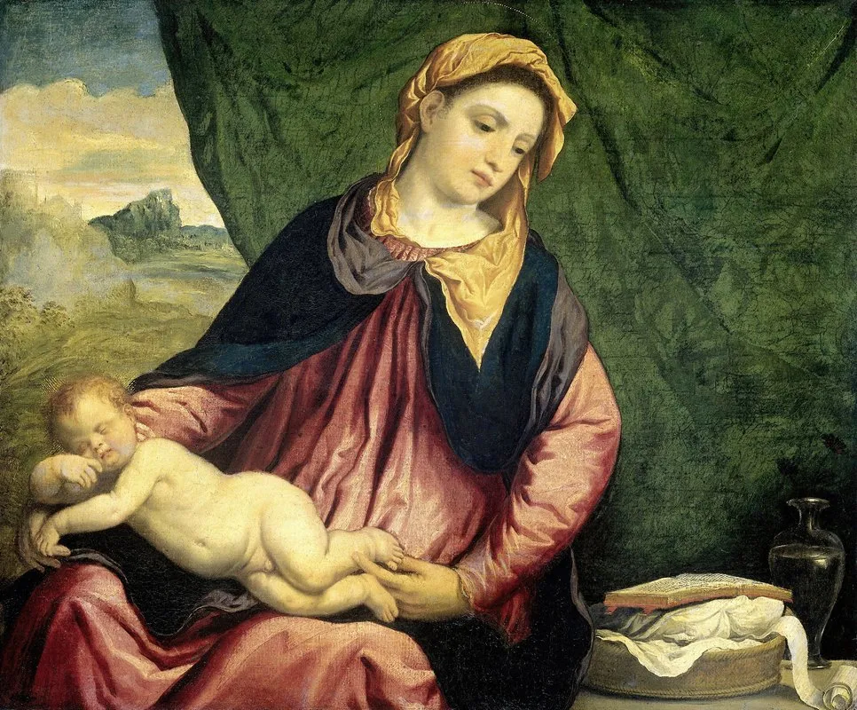 Madonna With Sleeping Child Wall Art by Paris Bordone - High-Resolution Digital Print