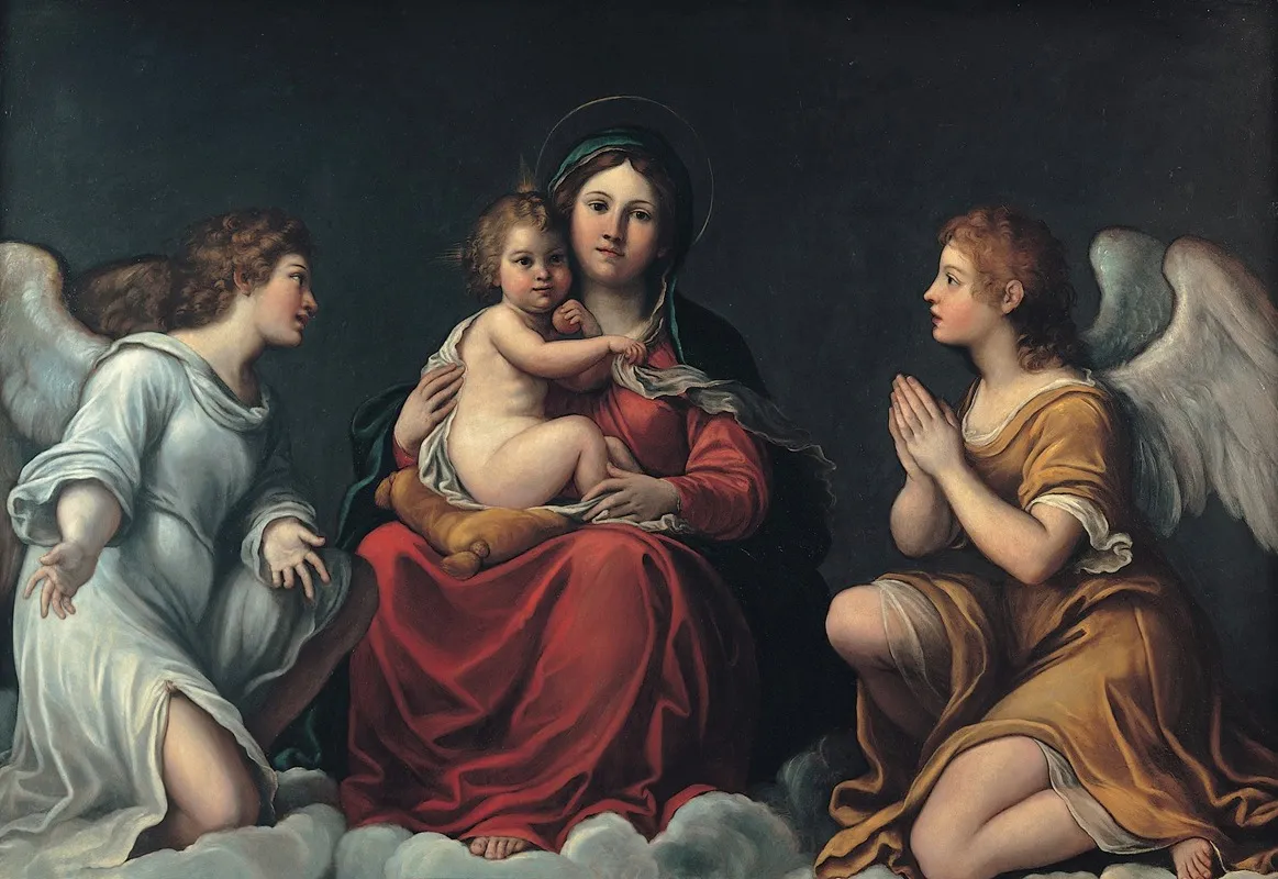 Madonna With The Child And Angels Wall Art by Francesco Albani - High-Resolution Digital Print