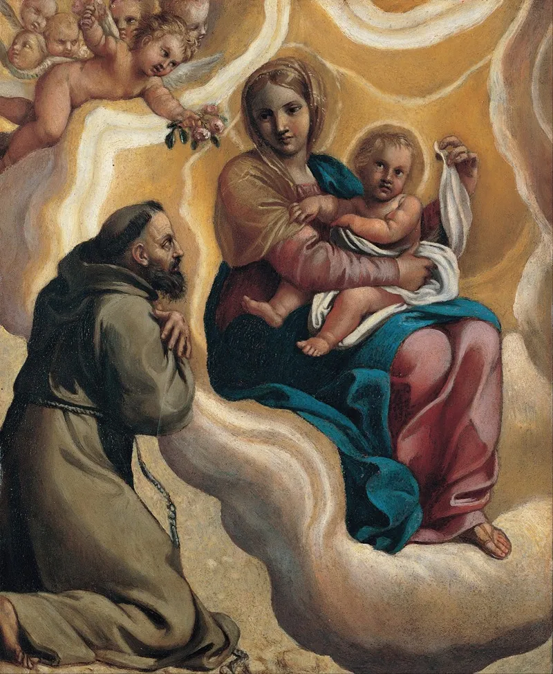 Madonna With The Child And Saint Francis Wall Art by Antonio Carracci - High-Resolution Digital Print