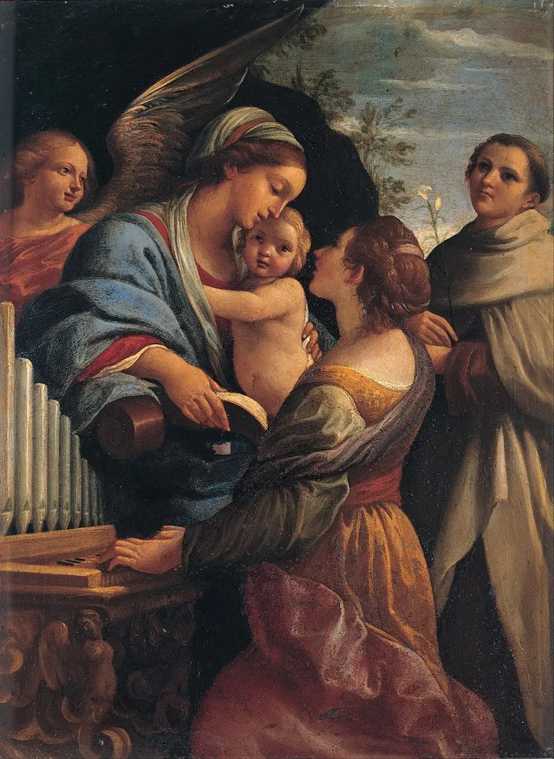 Madonna With The Child Saint Cecily And Saint Albert Wall Art by Lorenzo Garbieri - High-Resolution Digital Print