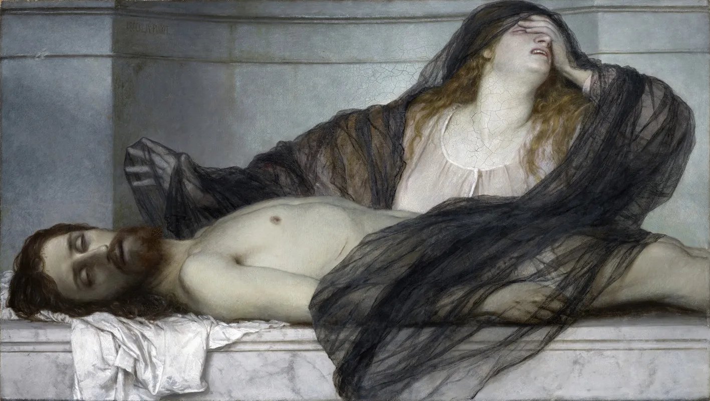 Magdalene Grieving Over The Body Of Christ Wall Art by Arnold Böcklin - High-Resolution Digital Print