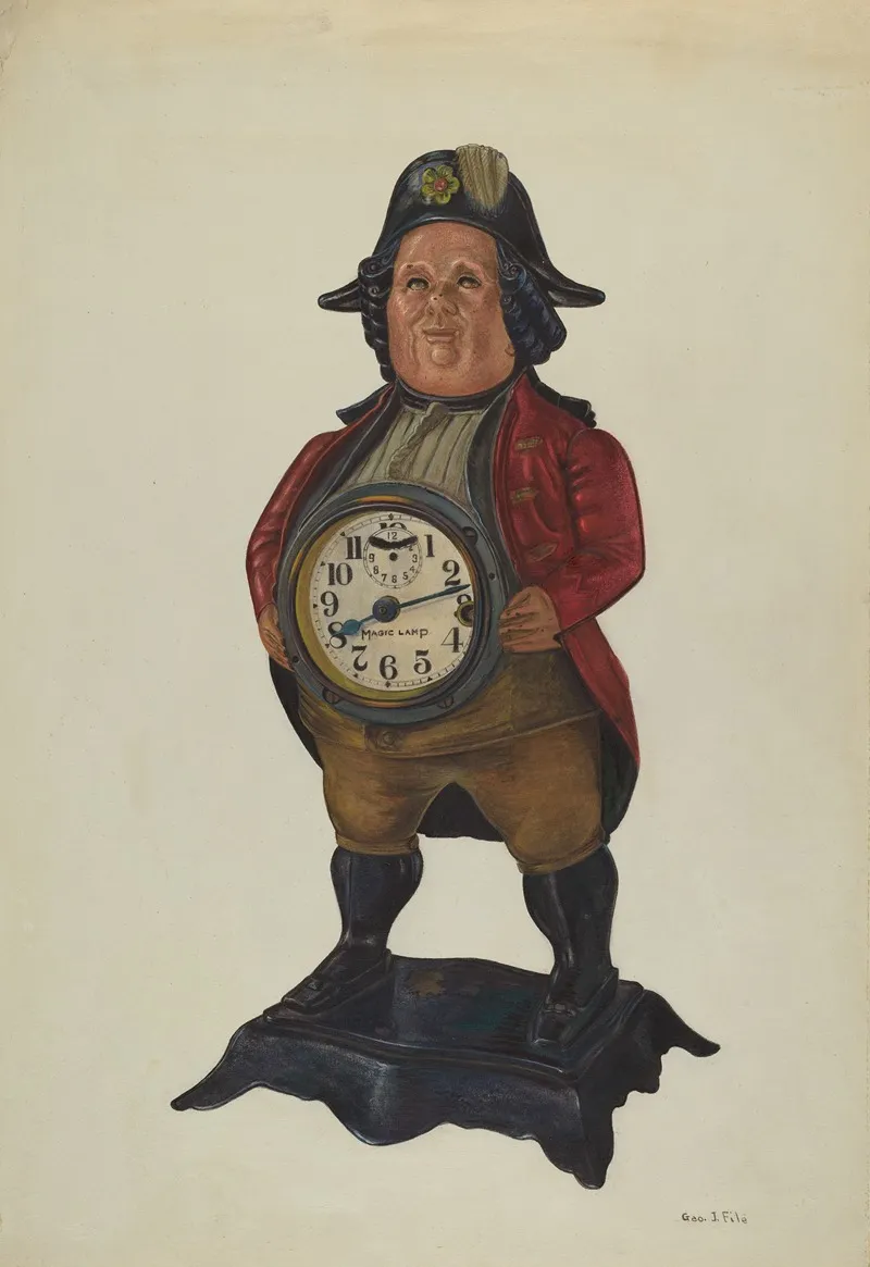 Magic Lamp Clock In 18th Century Figure