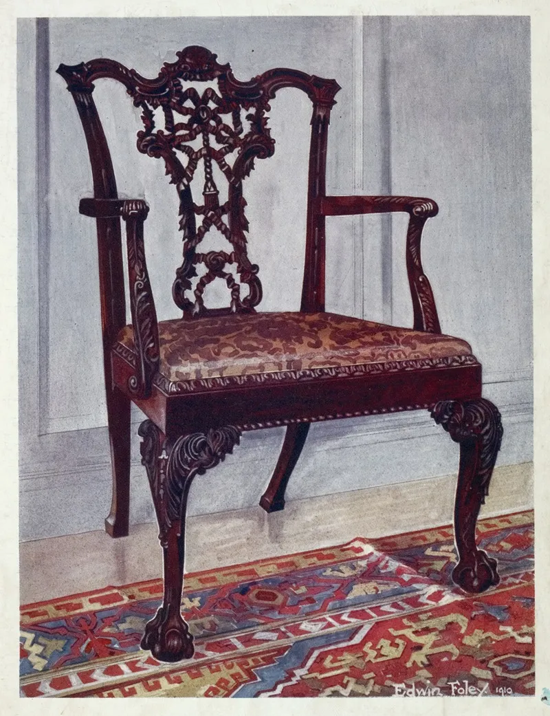Mahogany Arm Chair Style Of Chippendale Wall Art by Edwin Foley - High-Resolution Digital Print
