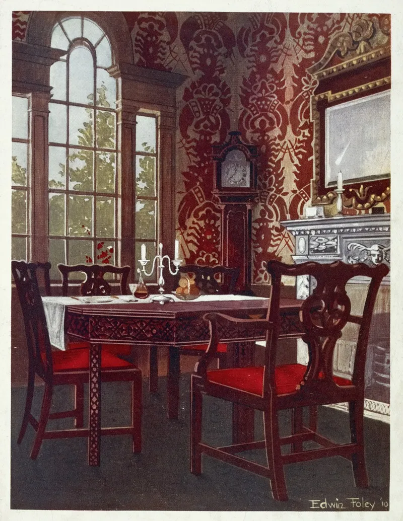 Mahogany Divisible Dining Tables Dining Room Splat Back Chairs Wall Art by Edwin Foley - High-Resolution Digital Print