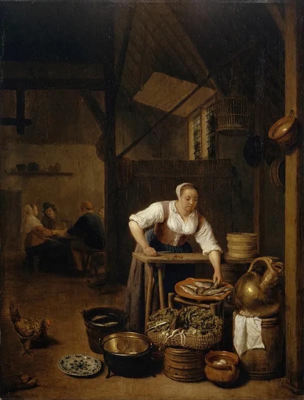 Maid Preparing Fish Wall Art by Hendrik Martensz. Sorgh - High-Resolution Digital Print