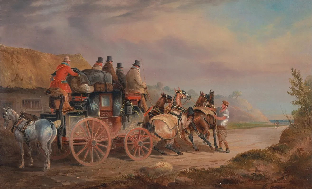 Mail Coaches On The Road The Quicksilver Devonport London Royal Mail About To Start With A New Te Wall Art by Charles Cooper Henderson - High-Resolution Digital Print