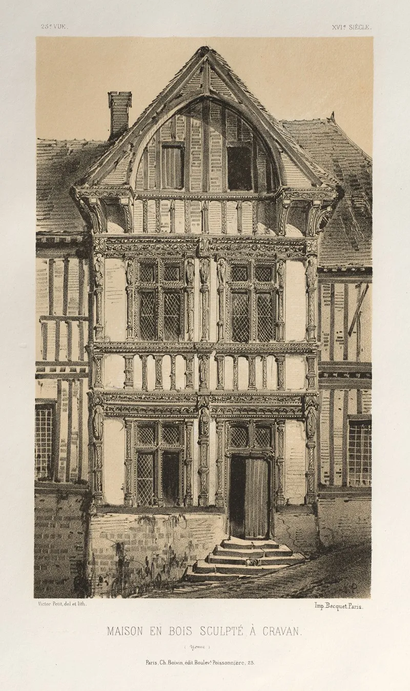 Maison En Bois Sculpte A Cravan Yonne Wall Art by Victor Petit - High-Resolution Digital Print