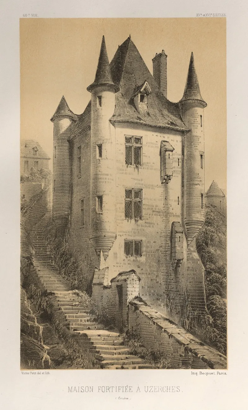 Maison Fortifiee A Uzerches Correre Wall Art by Victor Petit - High-Resolution Digital Print