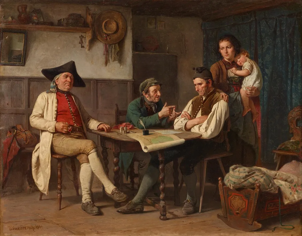 Makler Und Bauernfamilie Wall Art by Benjamin Vautier - High-Resolution Digital Print