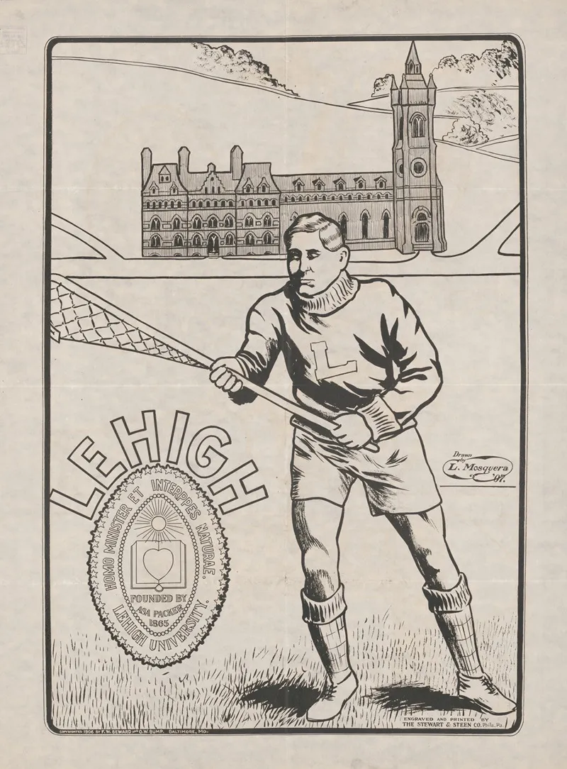 Male Lacrosse Player Lehigh University Wall Art by L. Mosquera - High-Resolution Digital Print