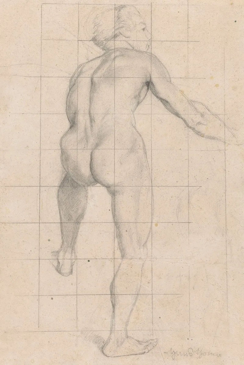 Male Nude From The Back 2 Wall Art by Hans Thoma - High-Resolution Digital Print