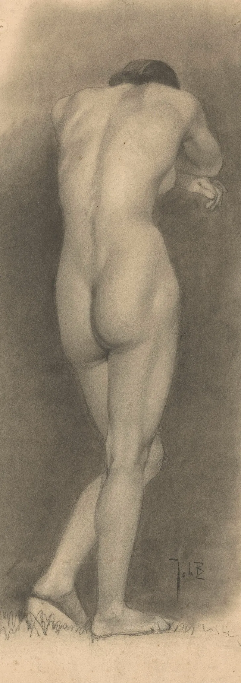 Male Nude Half Length Looking Down