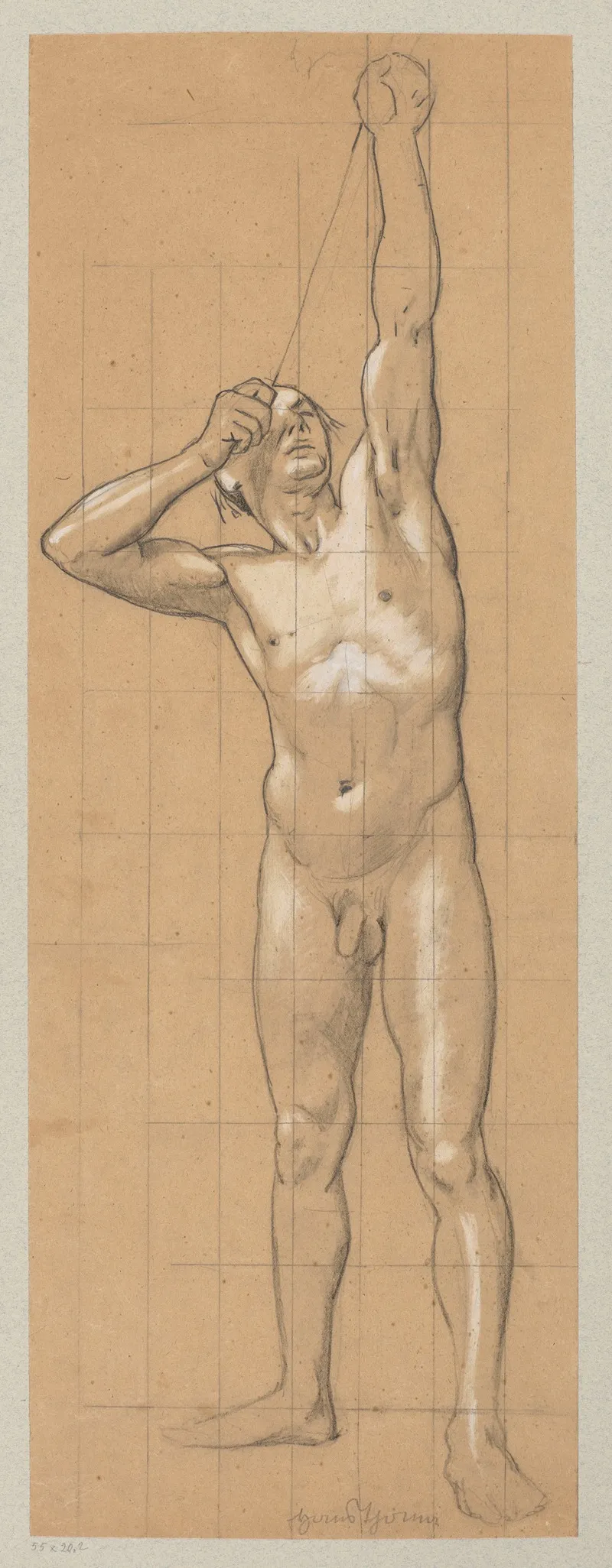 Male Nude Man Shooting A Bow 2 Wall Art by Hans Thoma - High-Resolution Digital Print