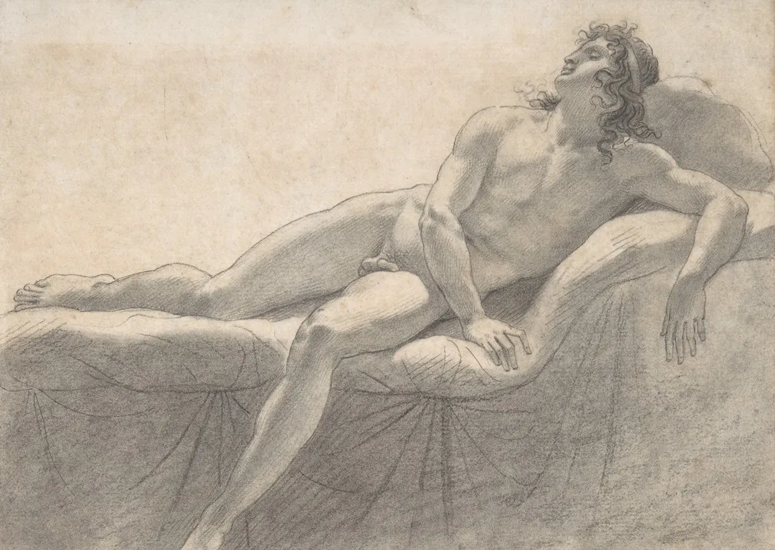 Male Nude Reclining On A Divan Wall Art by Anne Louis Girodet-Trioson - High-Resolution Digital Print