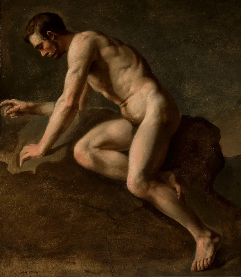 Male Nude Study 5 Wall Art by Józef Simmler - High-Resolution Digital Print