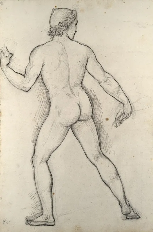 Male Nude Study For Castor And Pollux Freeing Helen Wall Art by Joseph-Ferdinand Lancrenon - High-Resolution Digital Print