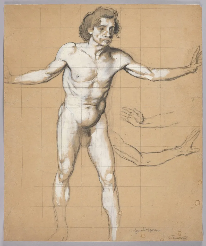 Male Nude Study For The Figure Of Siegfried Wall Art by Hans Thoma - High-Resolution Digital Print