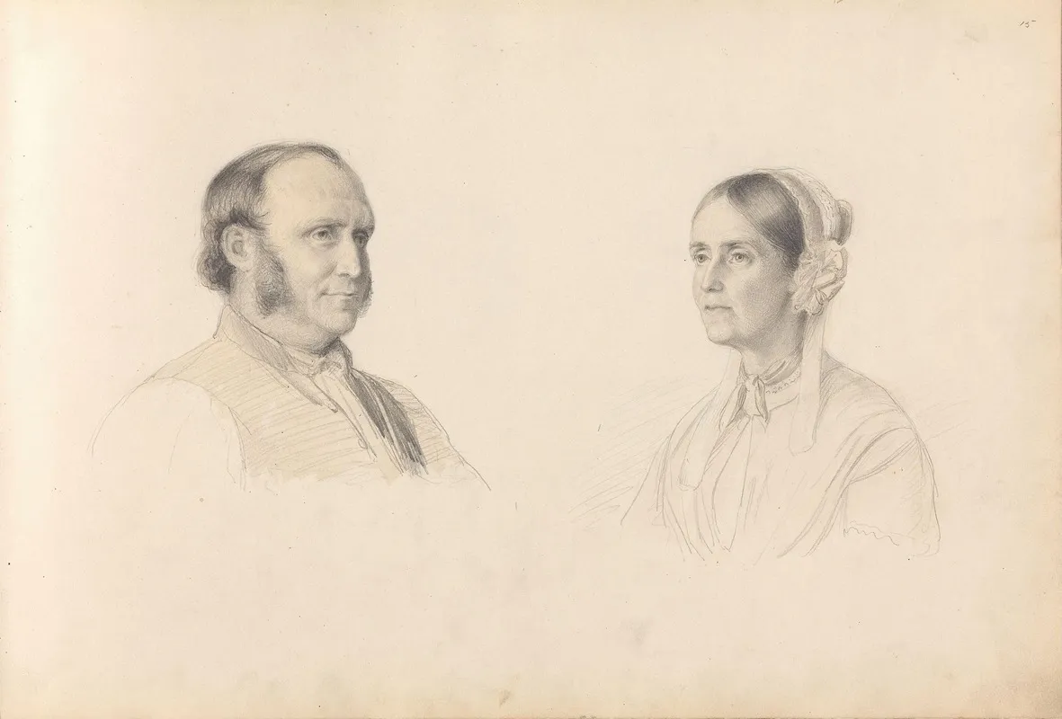 Male Portrait Female Portrait Wall Art by Adolph Tidemand - High-Resolution Digital Print