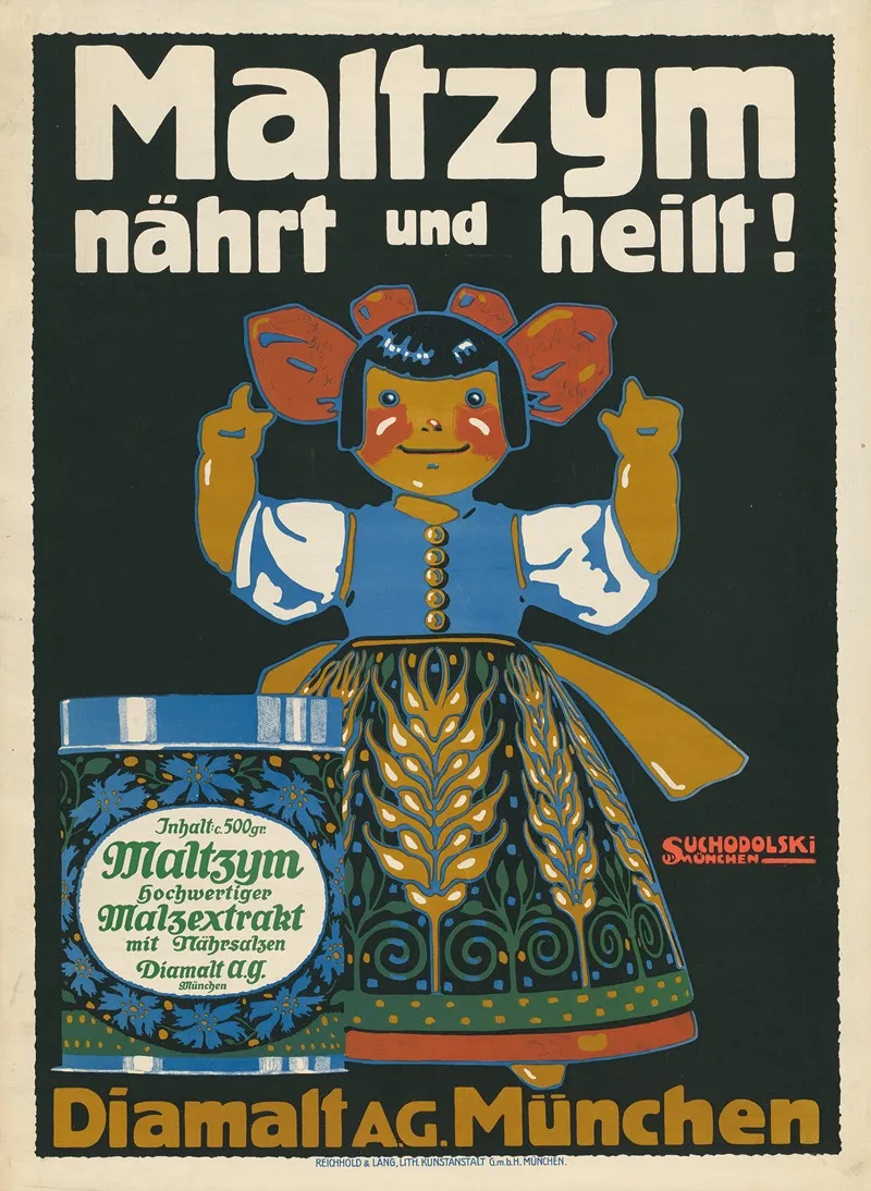 Maltzym Nahrt Und Heilt Diamalt Ag Munchen Wall Art by Siegmund von Suchodolski - High-Resolution Digital Print