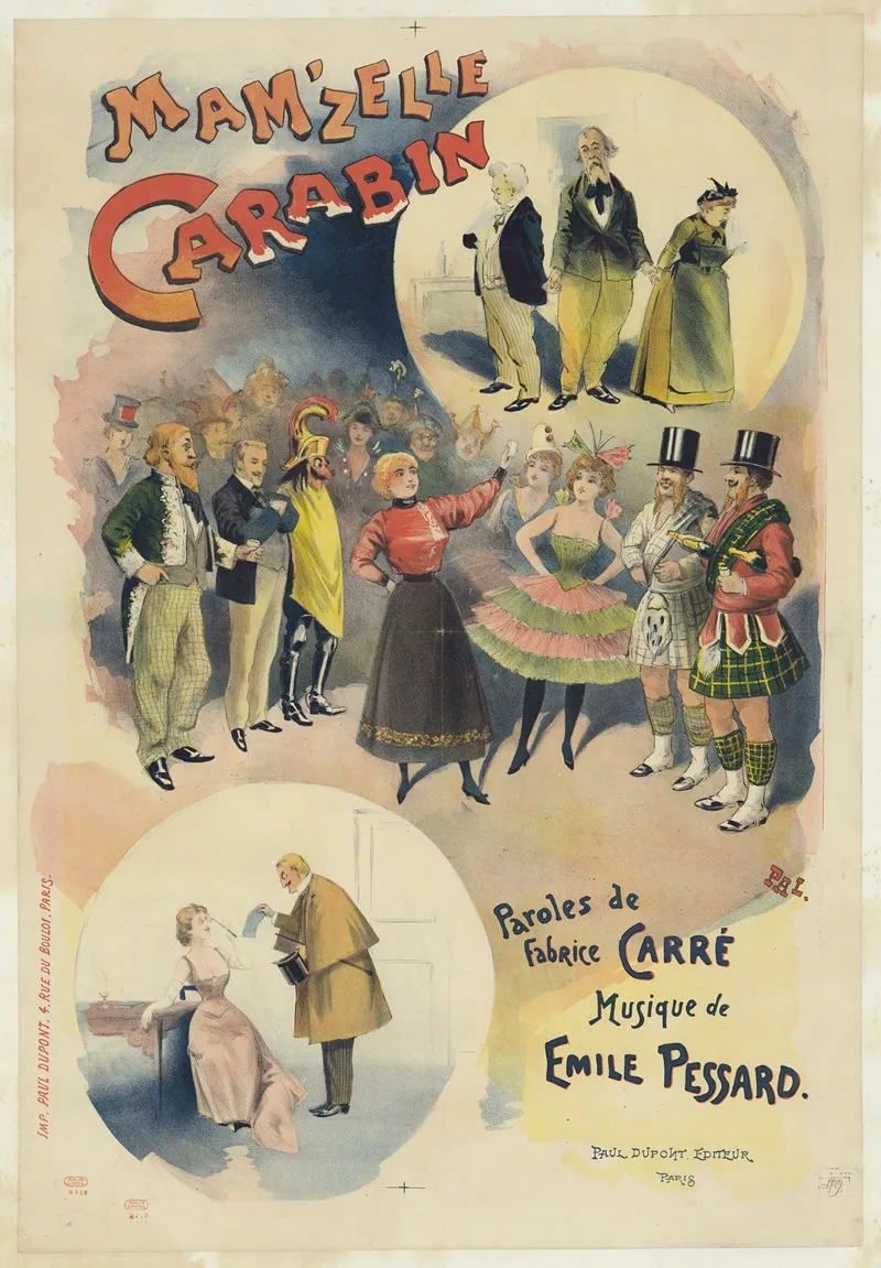 Mamzelle Carabin Paroles De Fabrice Carre Musique De Emile Pessard Theatre Des Bouffes Parisiens 2 Wall Art by Pal (Jean de Paleologue) - High-Resolution Digital Print