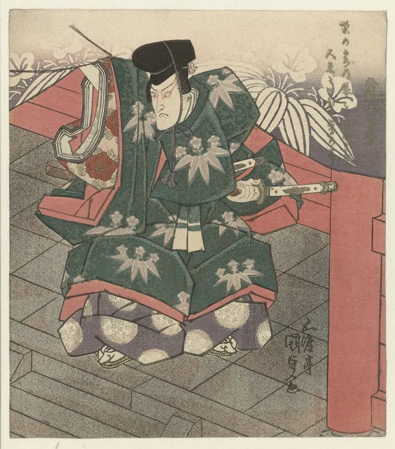 Man At The Entrance Of A Temple Wall Art by Utagawa Kunisada (Toyokuni III) - High-Resolution Digital Print