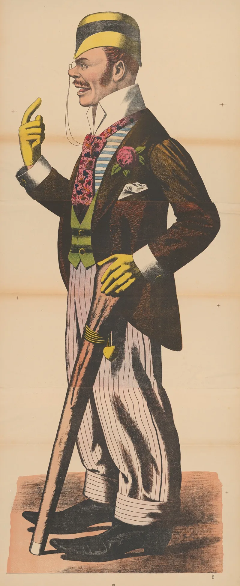 Man Dressed In Suit Vest Gloves Hat And Monocle With Club Wall Art by René Ackermann - High-Resolution Digital Print