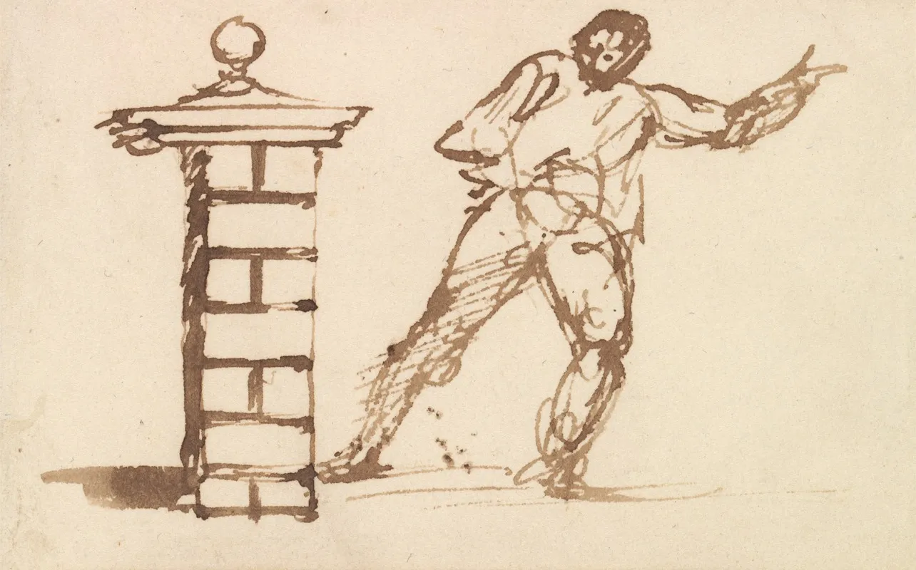 Man Haranguing A Gatepost Wall Art by George Walker - High-Resolution Digital Print