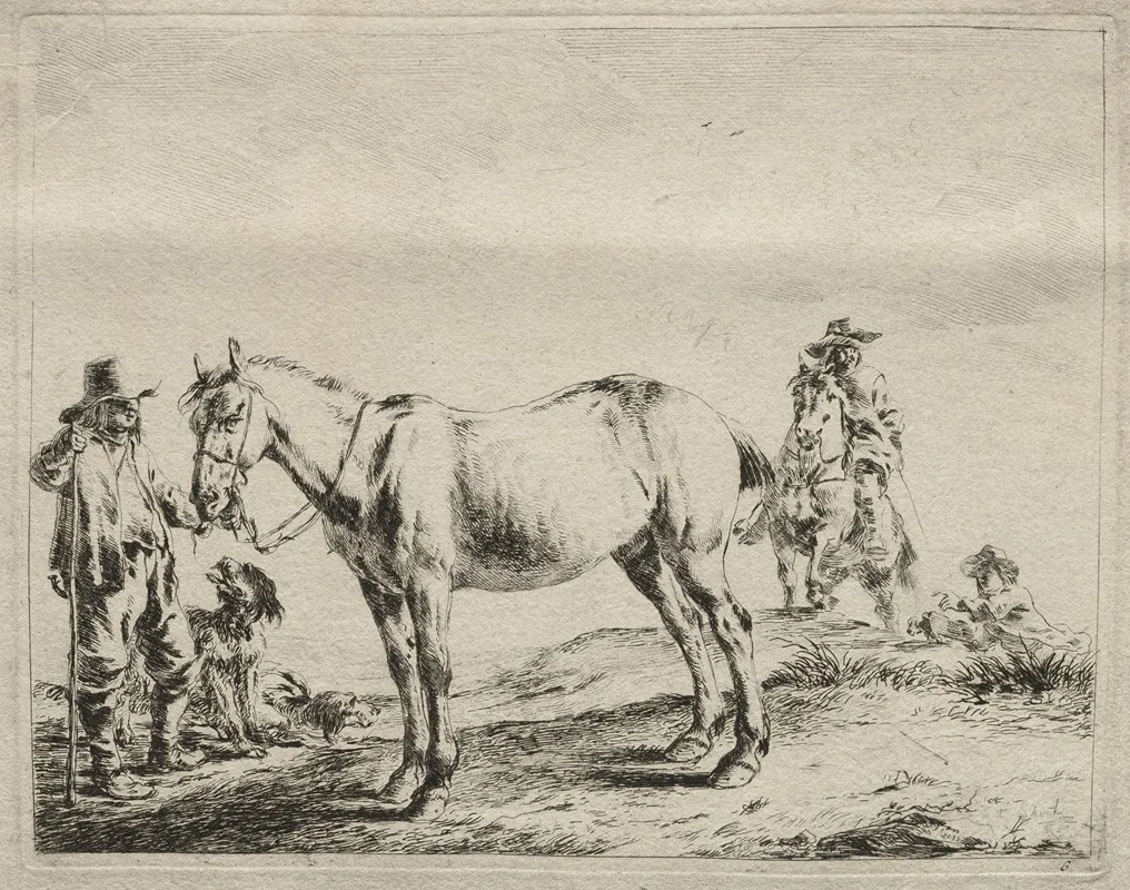 Man Holding A Horse By The Bridle Wall Art by Dirck Stoop - High-Resolution Digital Print