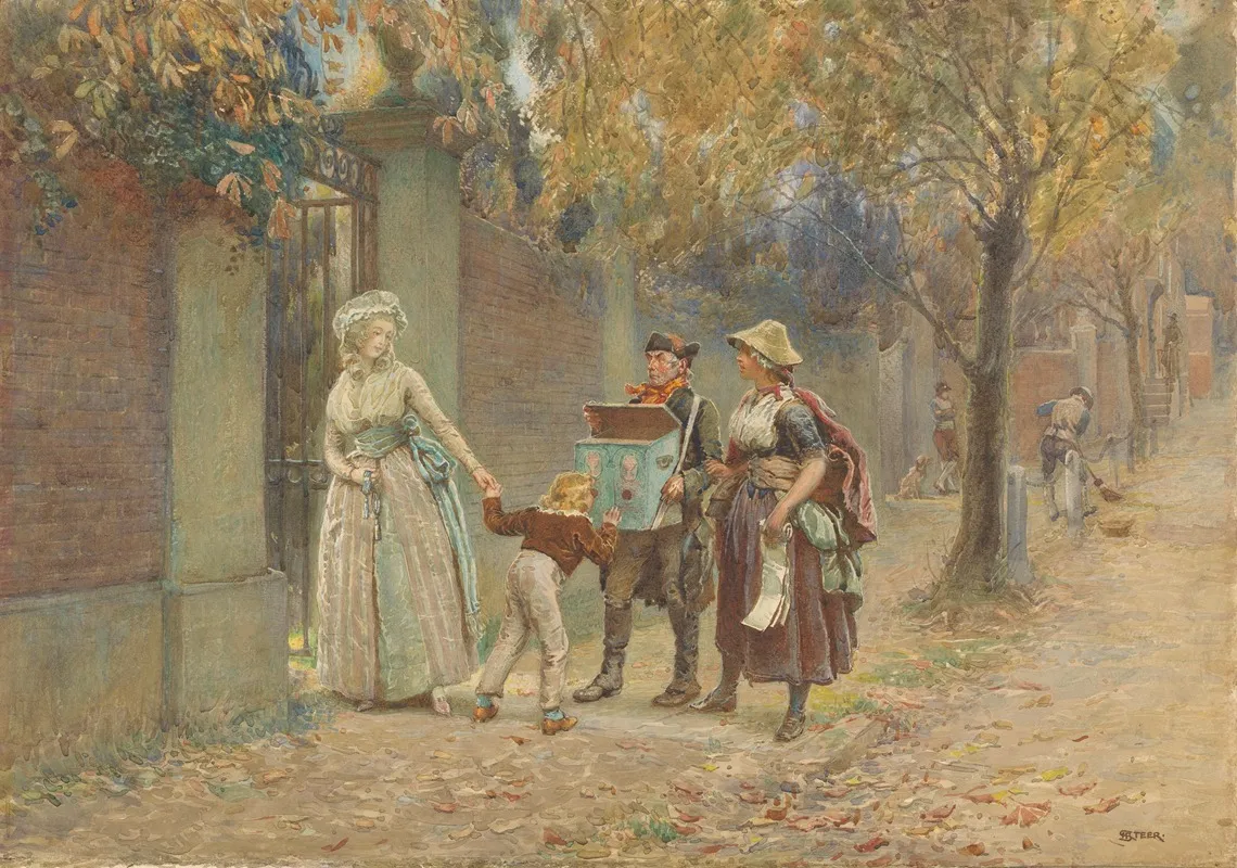 Man Met Een Kijkkast En Een Liedverkoopster Wall Art by Henry Reynolds Steer - High-Resolution Digital Print