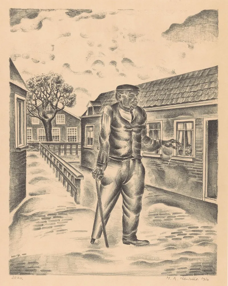 Man Met Houten Been En Wandelstok Wall Art by Henk Henriët - High-Resolution Digital Print