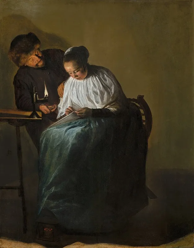Man Offering Money To A Young Woman Wall Art by Judith Leyster - High-Resolution Digital Print