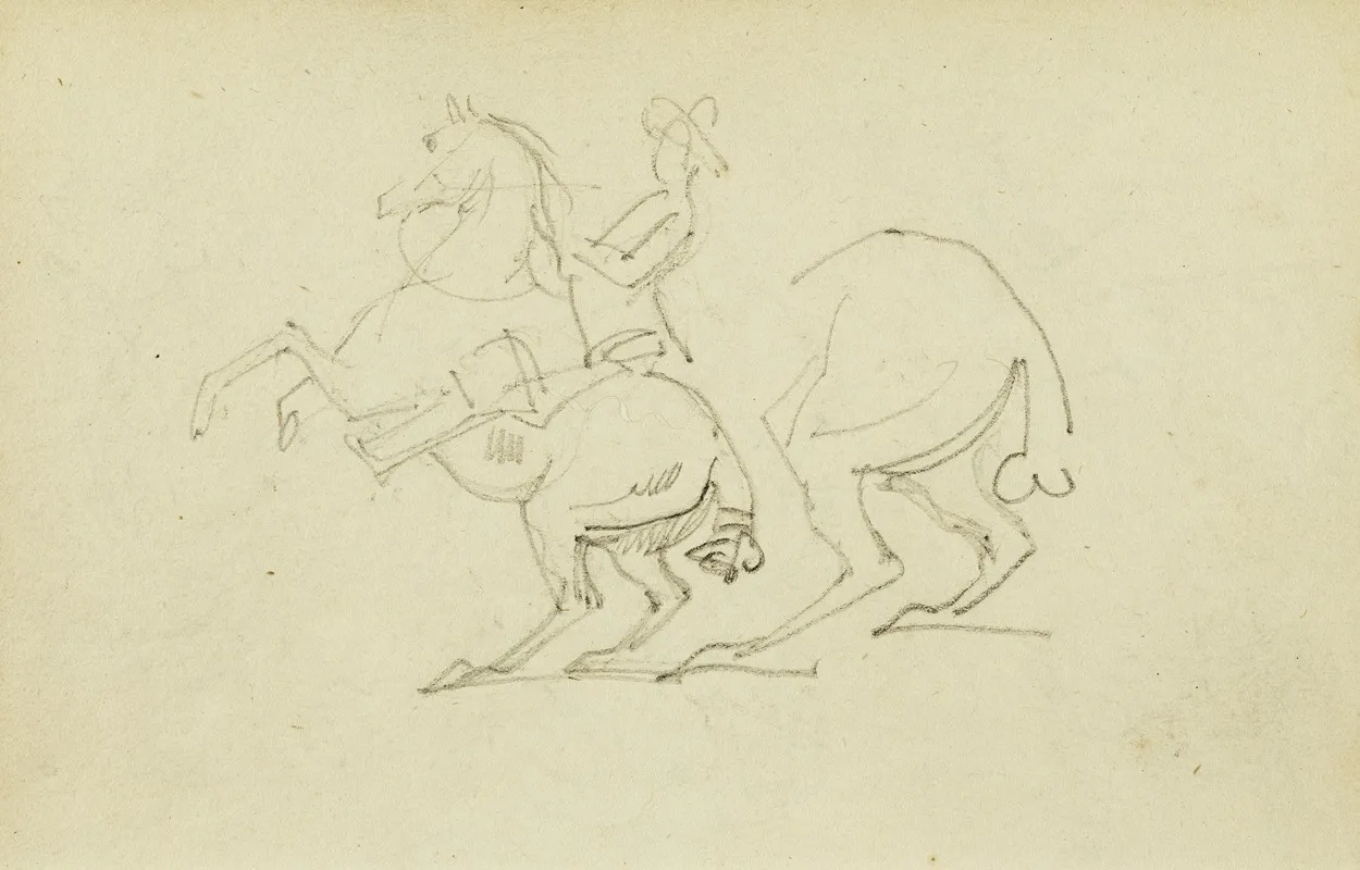 Man On A Rearing Horse Study Of Hind Legs Of Horse Wall Art by Théodore Géricault - High-Resolution Digital Print