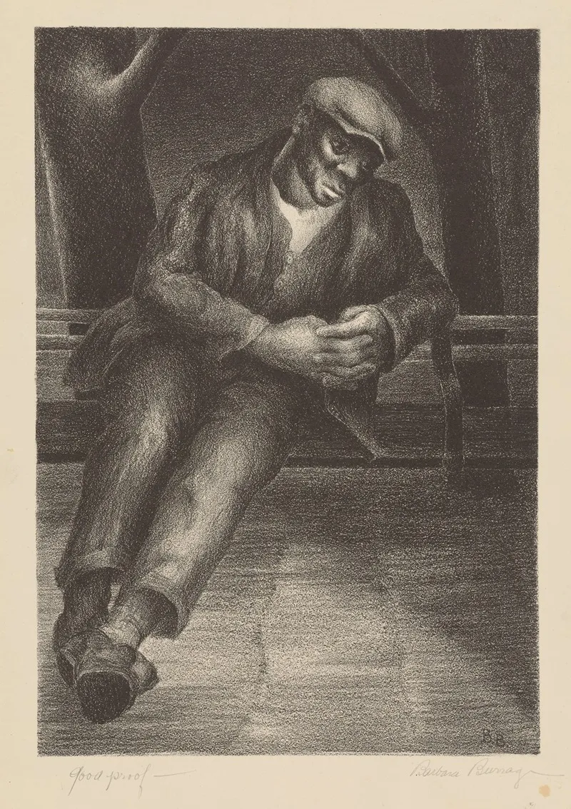 Man On Bench Wall Art by Barbara Burrage - High-Resolution Digital Print