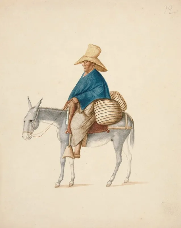 Man On Mule With Loaded Saddlebacks Wall Art by Francisco Fierro - High-Resolution Digital Print