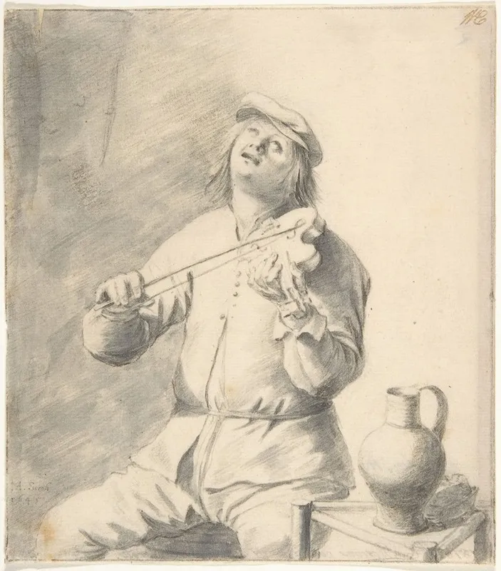 Man Playing The Violin Wall Art by Hendrik Martensz. Sorgh - High-Resolution Digital Print