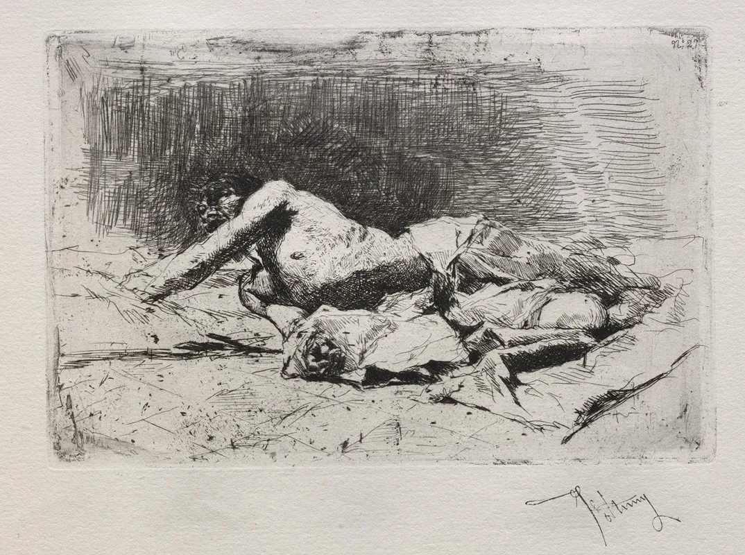Man Rolling On The Ground Wall Art by Mariano Fortuny Marsal - High-Resolution Digital Print