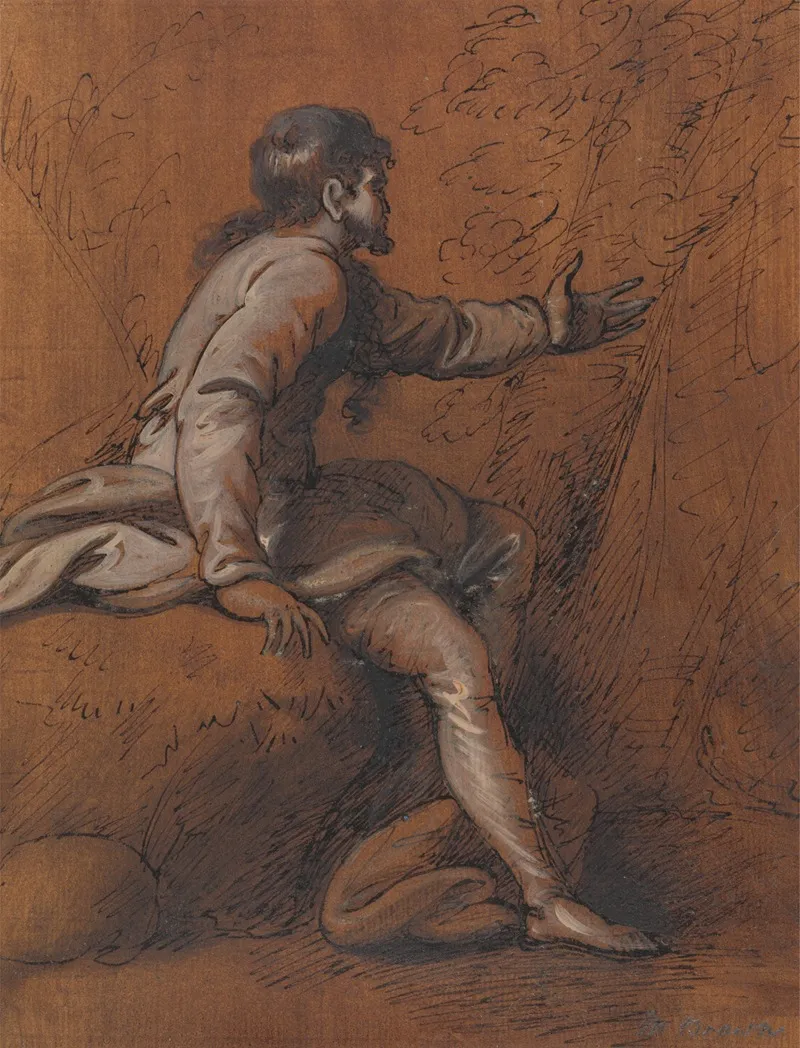 Man Seated On A Rock Wall Art by Mather Brown - High-Resolution Digital Print
