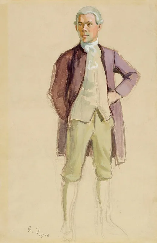 Man Standing In Rococo Attire F E Sillanpaa