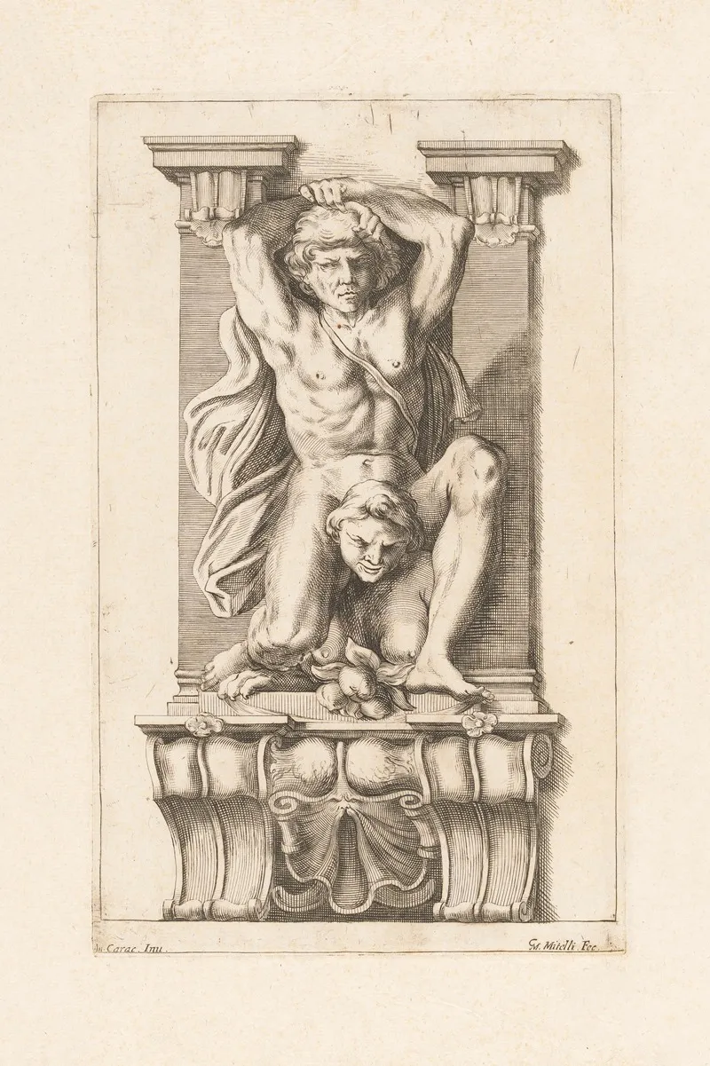 Man Subdues A Harpy Wall Art by Giuseppe Maria Mitelli - High-Resolution Digital Print