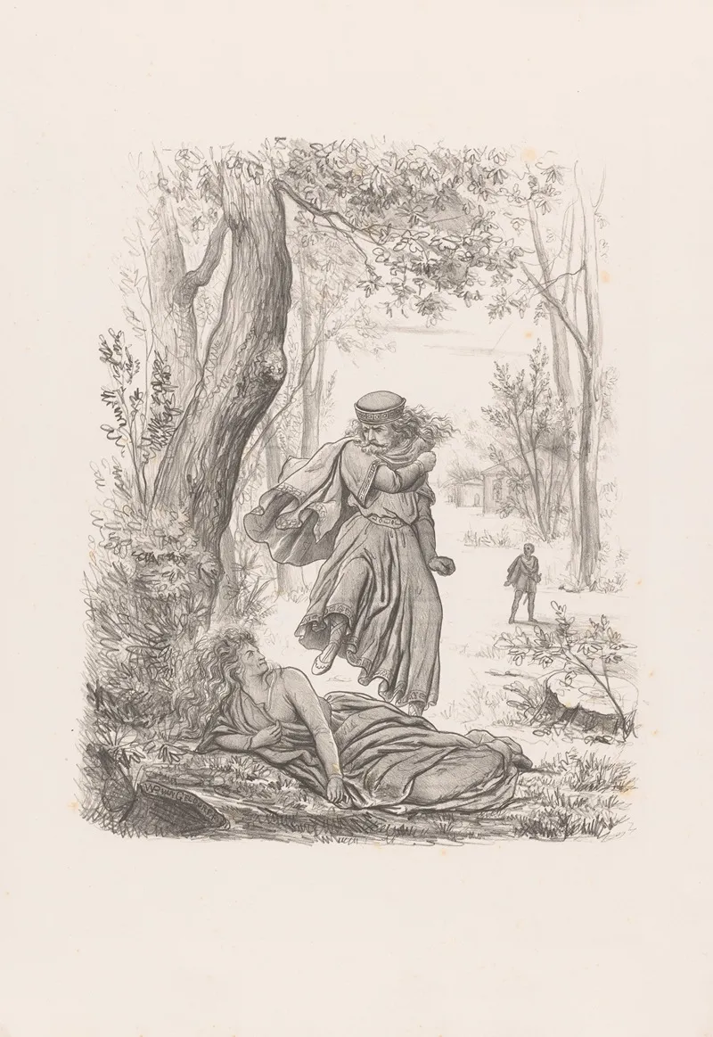 Man Tramples Old Woman Wall Art by Wilhelmus Petrus van Geldorp - High-Resolution Digital Print