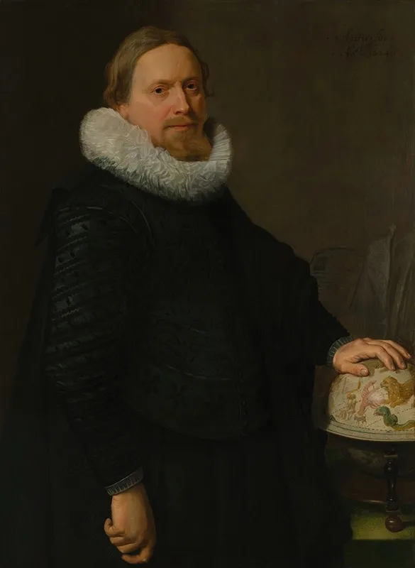 Man With A Celestial Globe Wall Art by Nicolaes Eliasz. Pickenoy - High-Resolution Digital Print