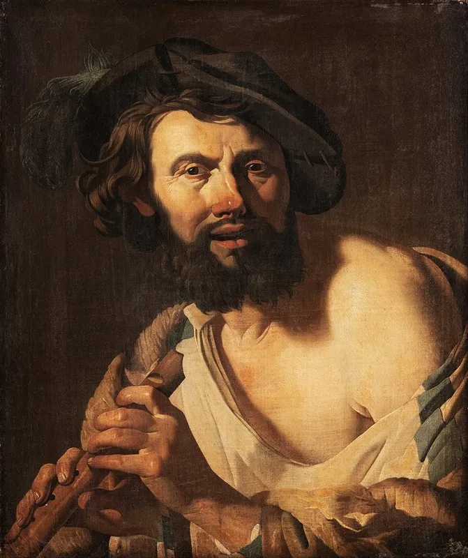 Man With A Flute Wall Art by Dirck Van Baburen - High-Resolution Digital Print